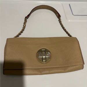Kate Spade Beige Leather Shoulder Bag with Gold Accents